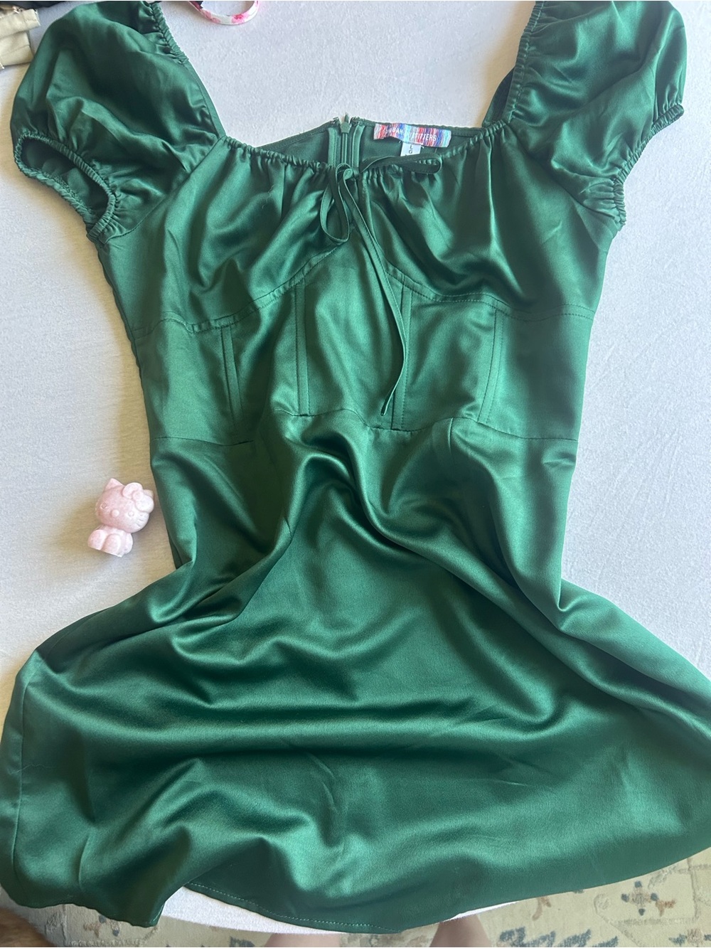 emerald satin dress